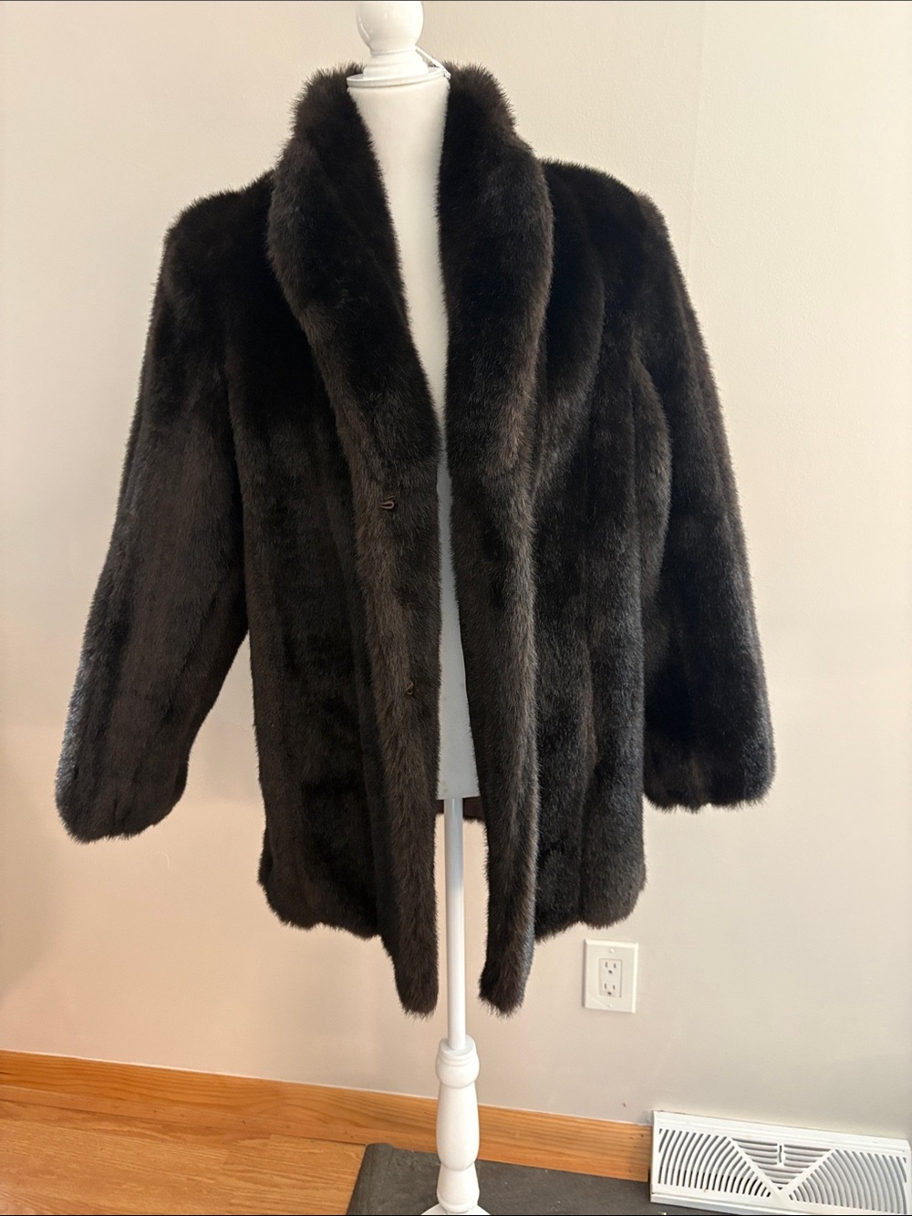 Luxury Dark Brown Faux Fur Coat - Women's Plush Jacket